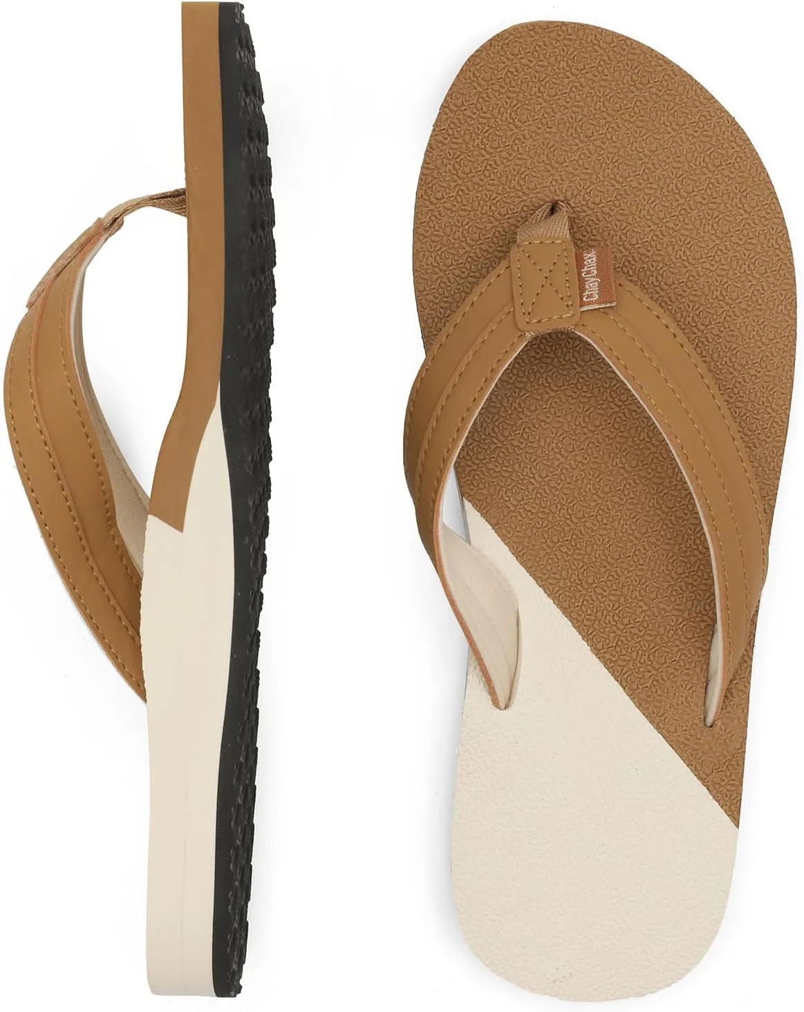 ChayChax Womens Two-Tone Flip Flops with Arch Support Comfort Beach Thong Sandals Indoor Outdoor