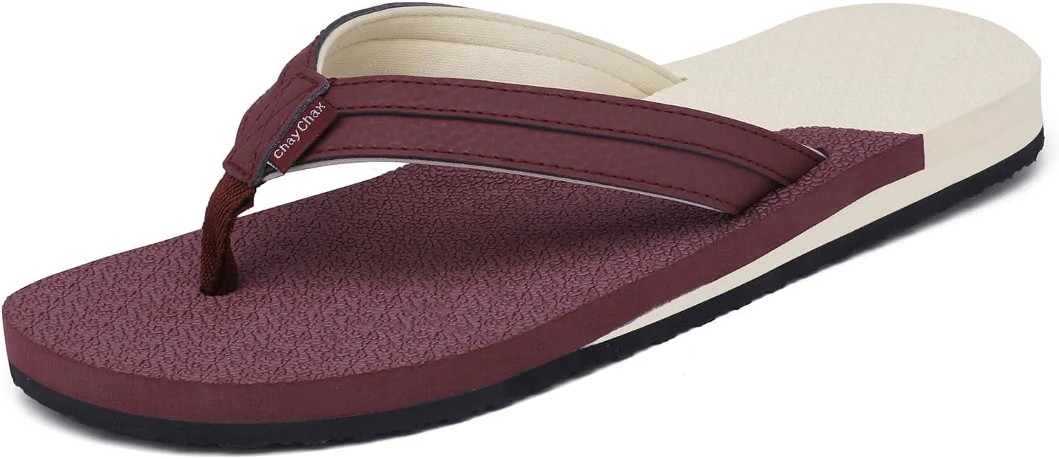 ChayChax Womens Two-Tone Flip Flops with Arch Support Comfort Beach Thong Sandals Indoor Outdoor