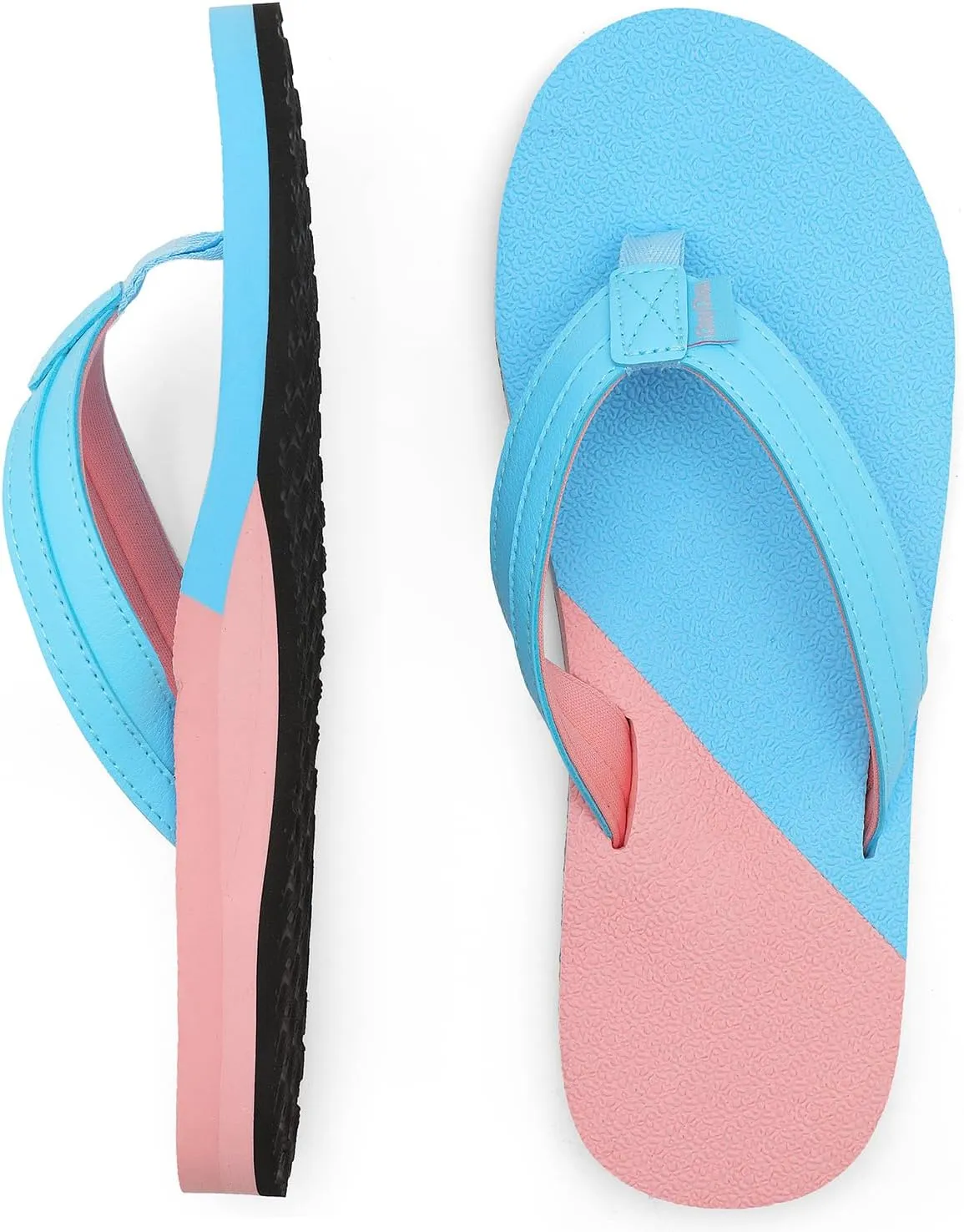 ChayChax Womens Two-Tone Flip Flops with Arch Support Comfort Beach Thong Sandals Indoor Outdoor