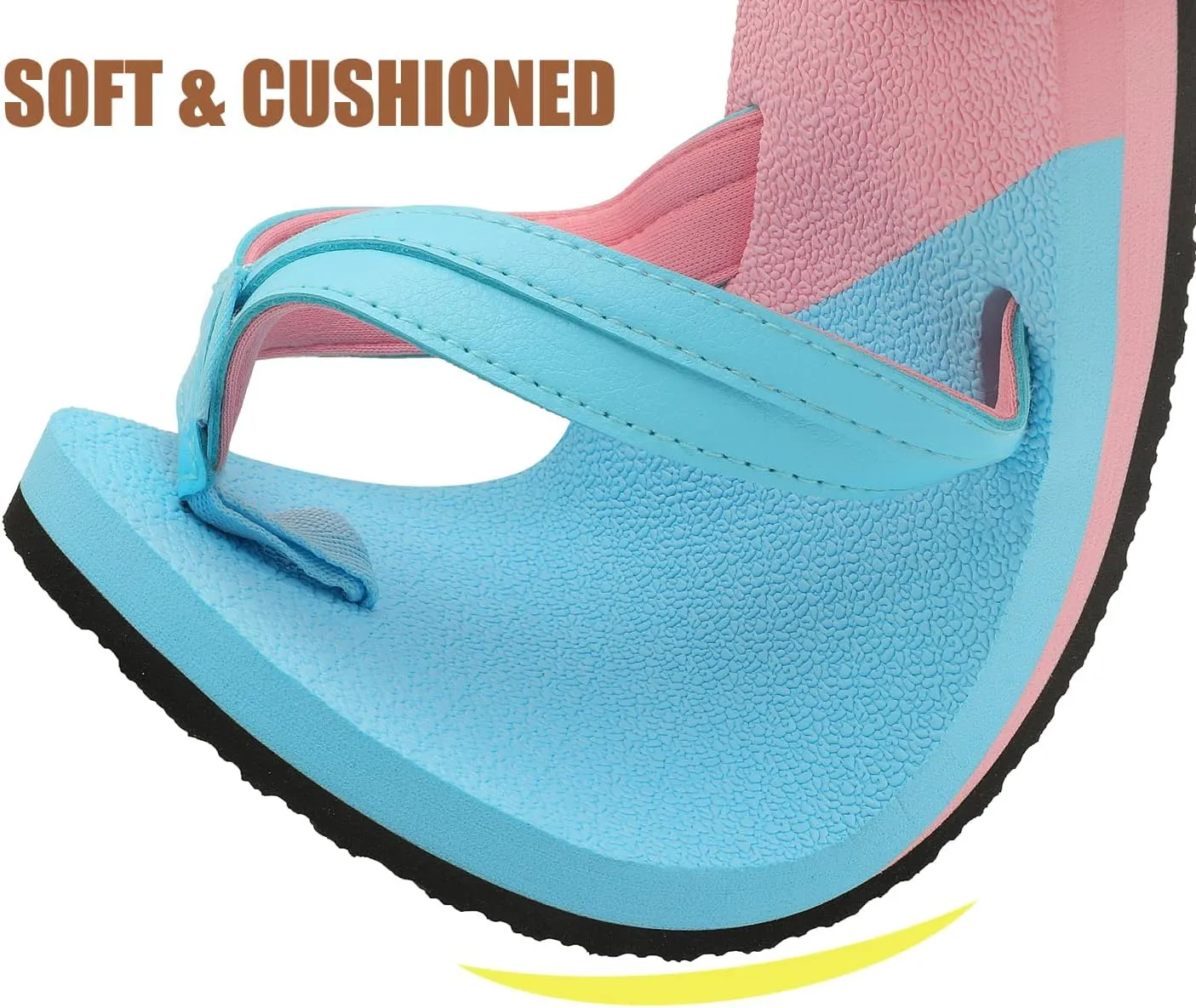 ChayChax Womens Two-Tone Flip Flops with Arch Support Comfort Beach Thong Sandals Indoor Outdoor