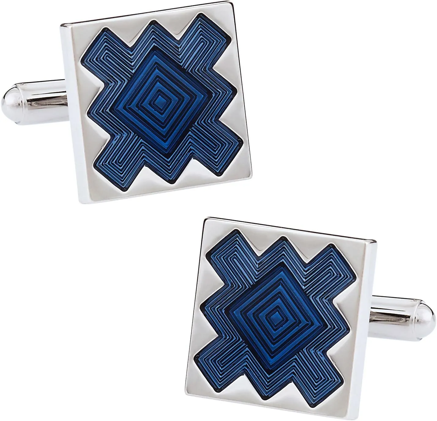 Cuff-Daddy Dark Blue Gray Starburst Cufflinks with Presentation Box
