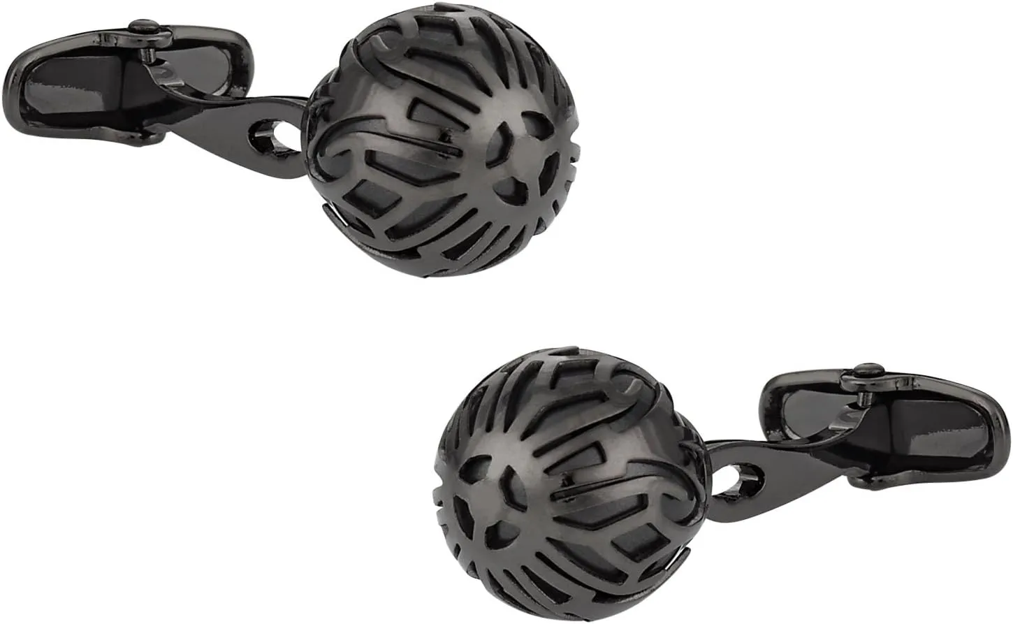 Cuff-Daddy Gunmetal Caged Simulated Pearl Cufflinks in Black with Travel Presentation Gift Box