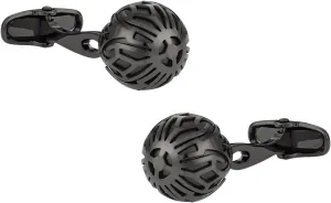 Cuff-Daddy Gunmetal Caged Simulated Pearl Cufflinks in Black with Travel Presentation Gift Box
