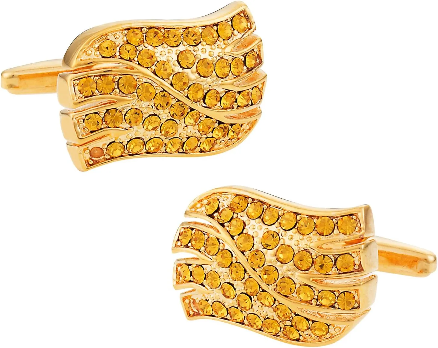 Cuff-Daddy Light Topaz Crystal Wave Goldtone Cufflinks with Presentation Box