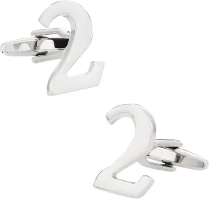 Cuff-Daddy Number 2 Cufflinks with Travel Presentation Gift Box Birthday Numeral Numero Digits
