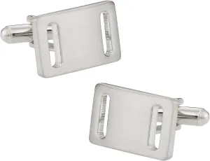 Cuff-Daddy Rectangular Buckle Style Silver Cufflinks with Presentation Box