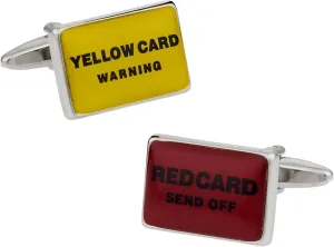 Cuff-Daddy Red Card Yellow Card Soccer Football Cufflinks with Presentation Idea Box | Penalty Cards Soccer Idea for Sports Fan Coach Cuff Links French Cuff Shirt in Silver Tone with Travel Box