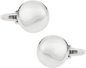 Cuff-Daddy Round Wavy Button Silver Cufflinks with Presentation Box