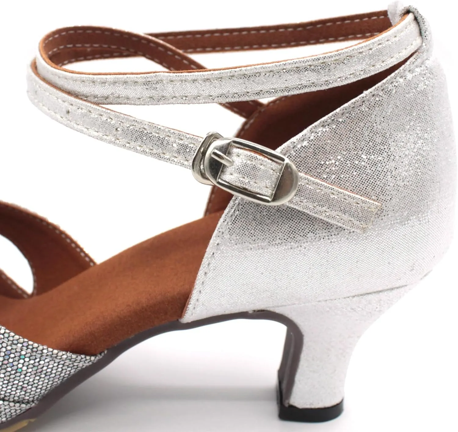 Dance Shoes Women Durable Glitter Ballroom Shoes with Cross Strap