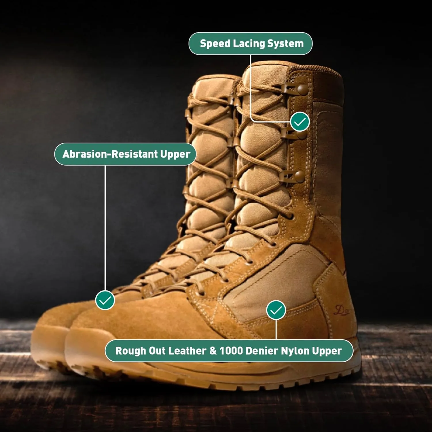 Danner Tachyon 8 Tactical Boots for Men - Ultralight Fast Drying Upper with Abrasion-Resistant Toe, Comfort Footbed, and Non Slip Traction Outsole