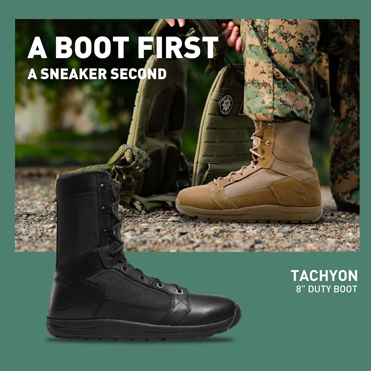 Danner Tachyon 8 Tactical Boots for Men - Ultralight Fast Drying Upper with Abrasion-Resistant Toe, Comfort Footbed, and Non Slip Traction Outsole
