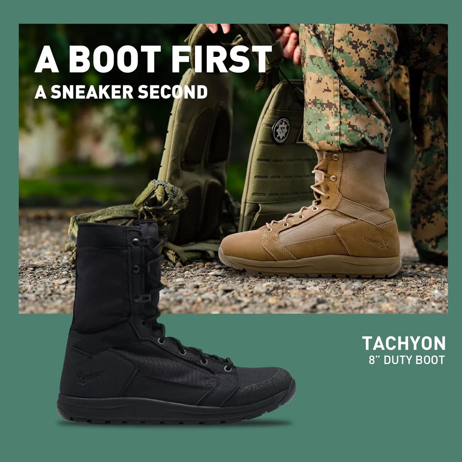 Danner Tachyon 8 Tactical Boots for Men - Ultralight Fast Drying Upper with Abrasion-Resistant Toe, Comfort Footbed, and Non Slip Traction Outsole