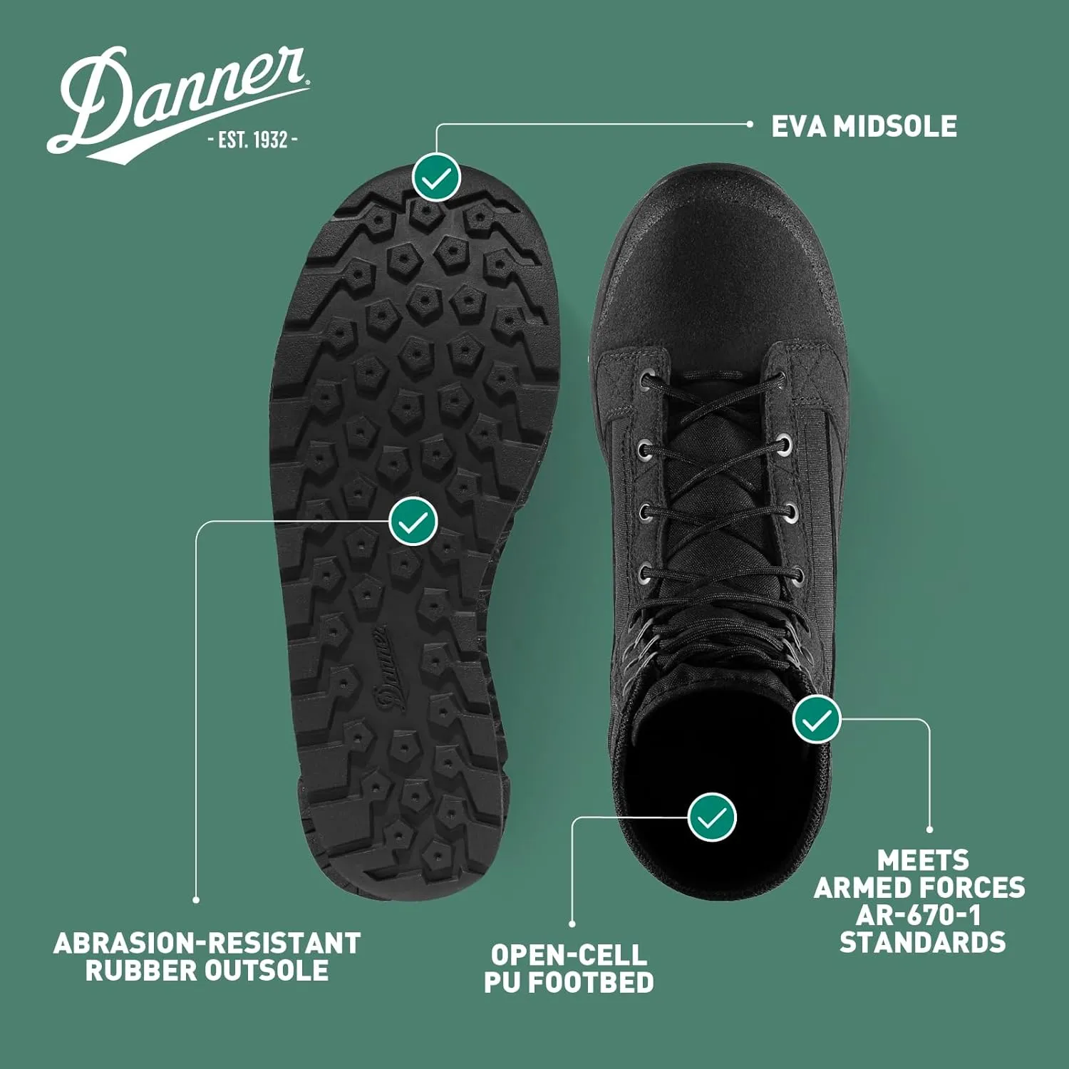 Danner Tachyon 8 Tactical Boots for Men - Ultralight Fast Drying Upper with Abrasion-Resistant Toe, Comfort Footbed, and Non Slip Traction Outsole