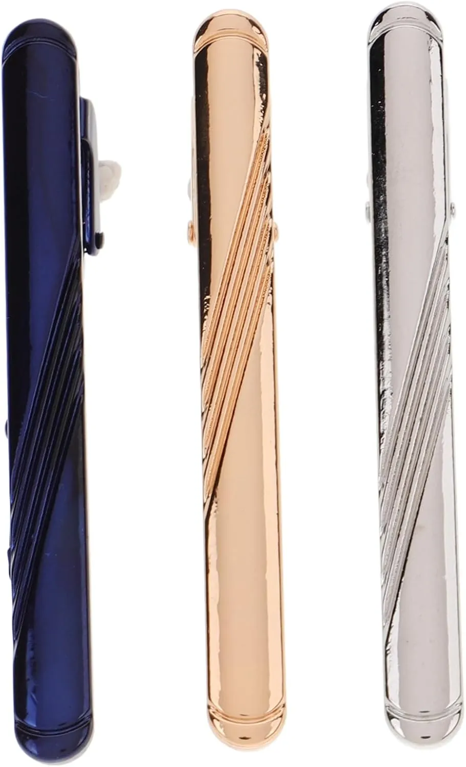 Elegant Metal Tie Clips Set of 3 in Yellow for Men's Necktie Wedding Business Attire