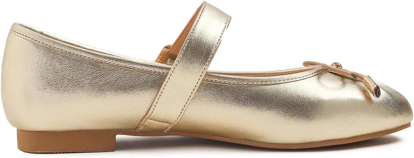 FEVERSOLE Women's Mary Jane Fashion Square Toe Easy Buckle Slip On Flats