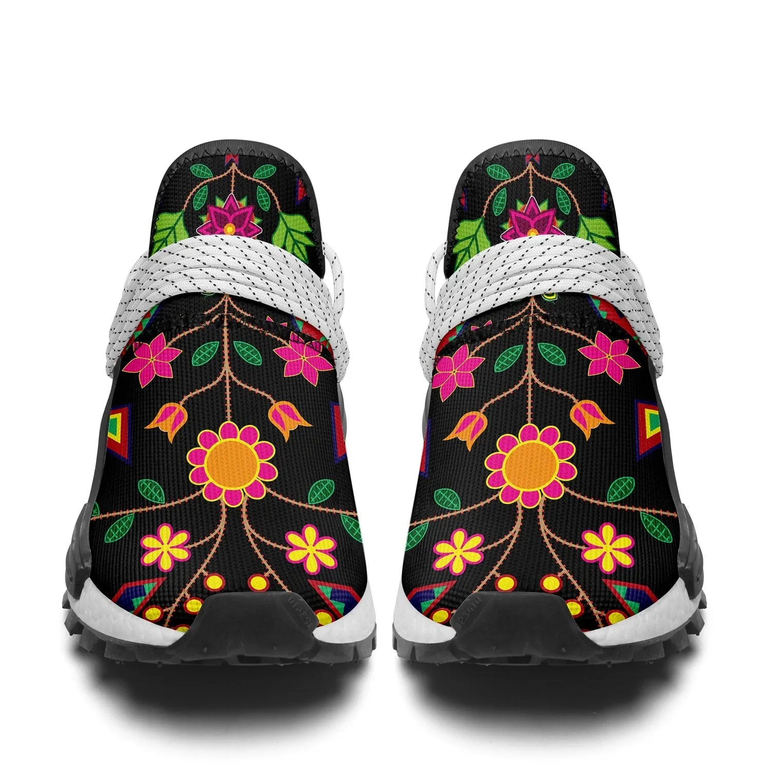Geometric Floral Spring Black Okaki Sneakers
