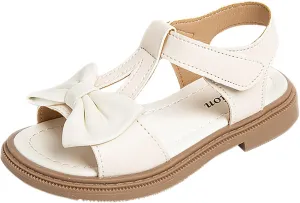 Girls Dress Sandals Kids Summer Bowknot Open Toe Ankle Straps School Princess Flat Sandal Wedding Flower Girl Shoes