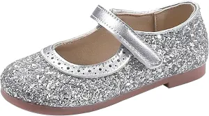 Girls Dress Shoes Mary Jane Wedding Flower Bridesmaids Heels Glitter Princess Shoes for Kids Sparkly Party Prom
