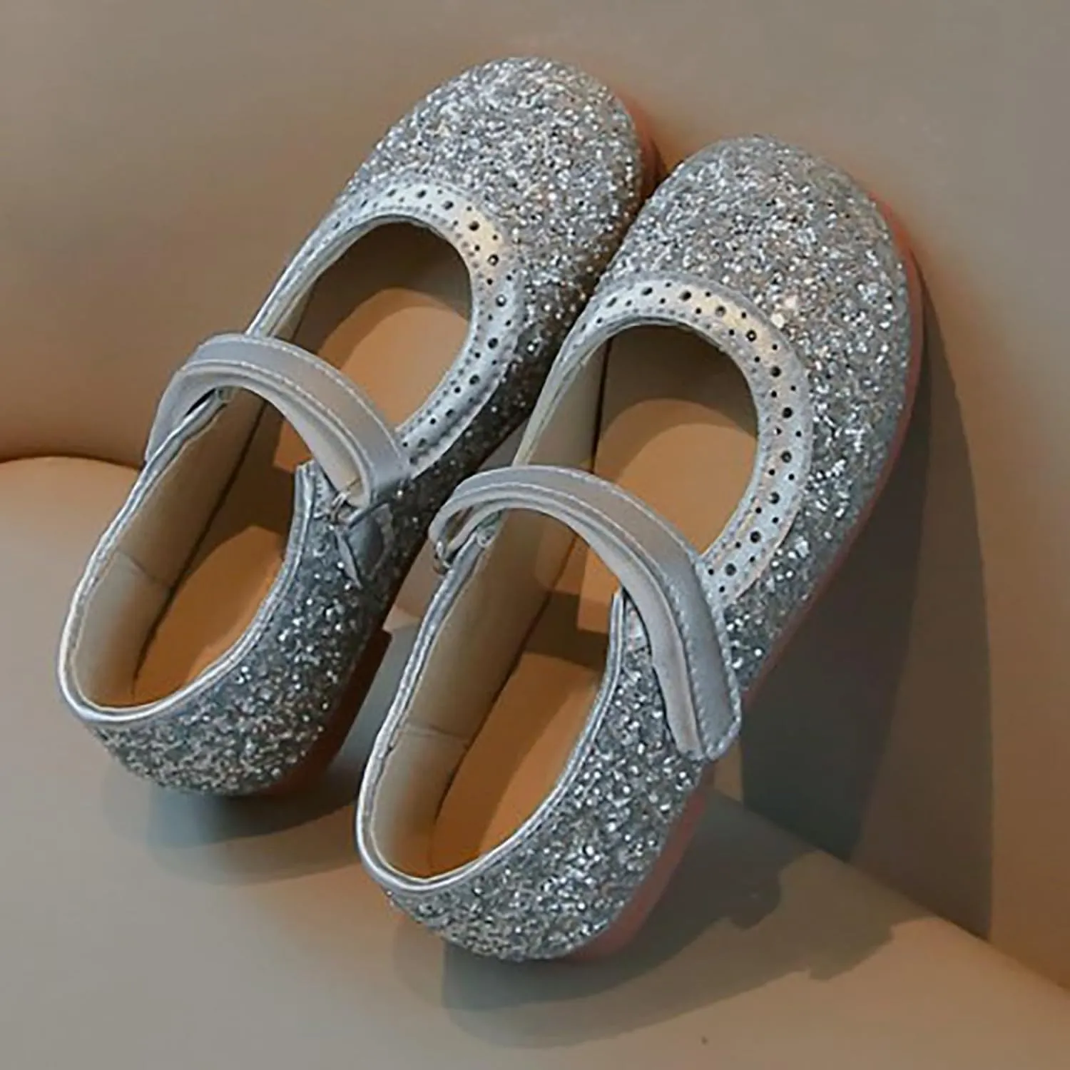Girls Dress Shoes Mary Jane Wedding Flower Bridesmaids Heels Glitter Princess Shoes for Kids Sparkly Party Prom