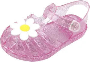 Girls Jelly Sandals Summer Princess Dress Flats Kids Soft Sole Breathable Water Proof Flower Pattern Walking Shoes
