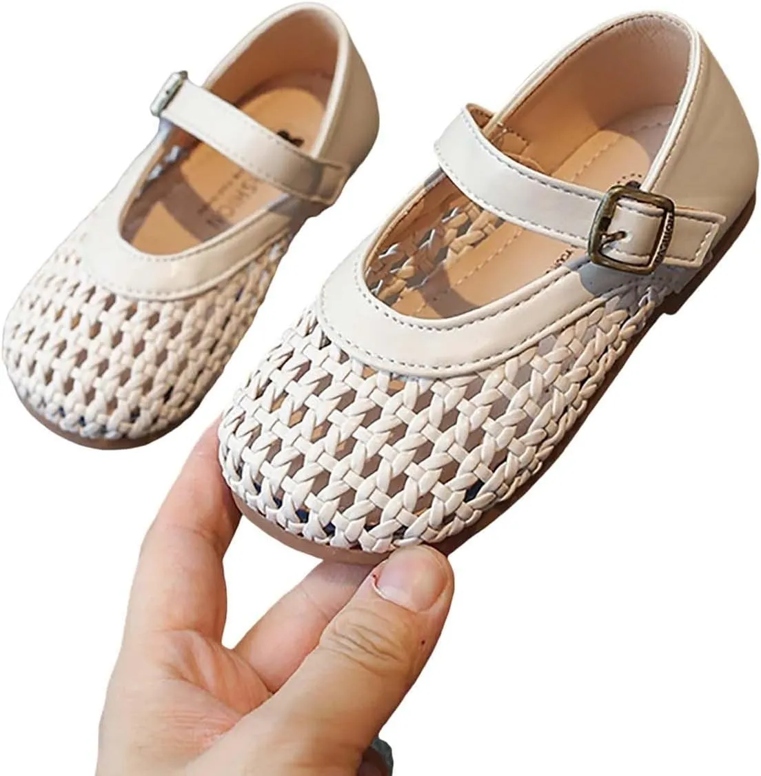 Girls Leather Sandals Close Toe Non Slip Adjustable Straps Flats Outdoor Shoes Kids Cute Summer School Sandals