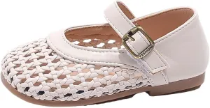 Girls Leather Sandals Close Toe Non Slip Adjustable Straps Flats Outdoor Shoes Kids Cute Summer School Sandals