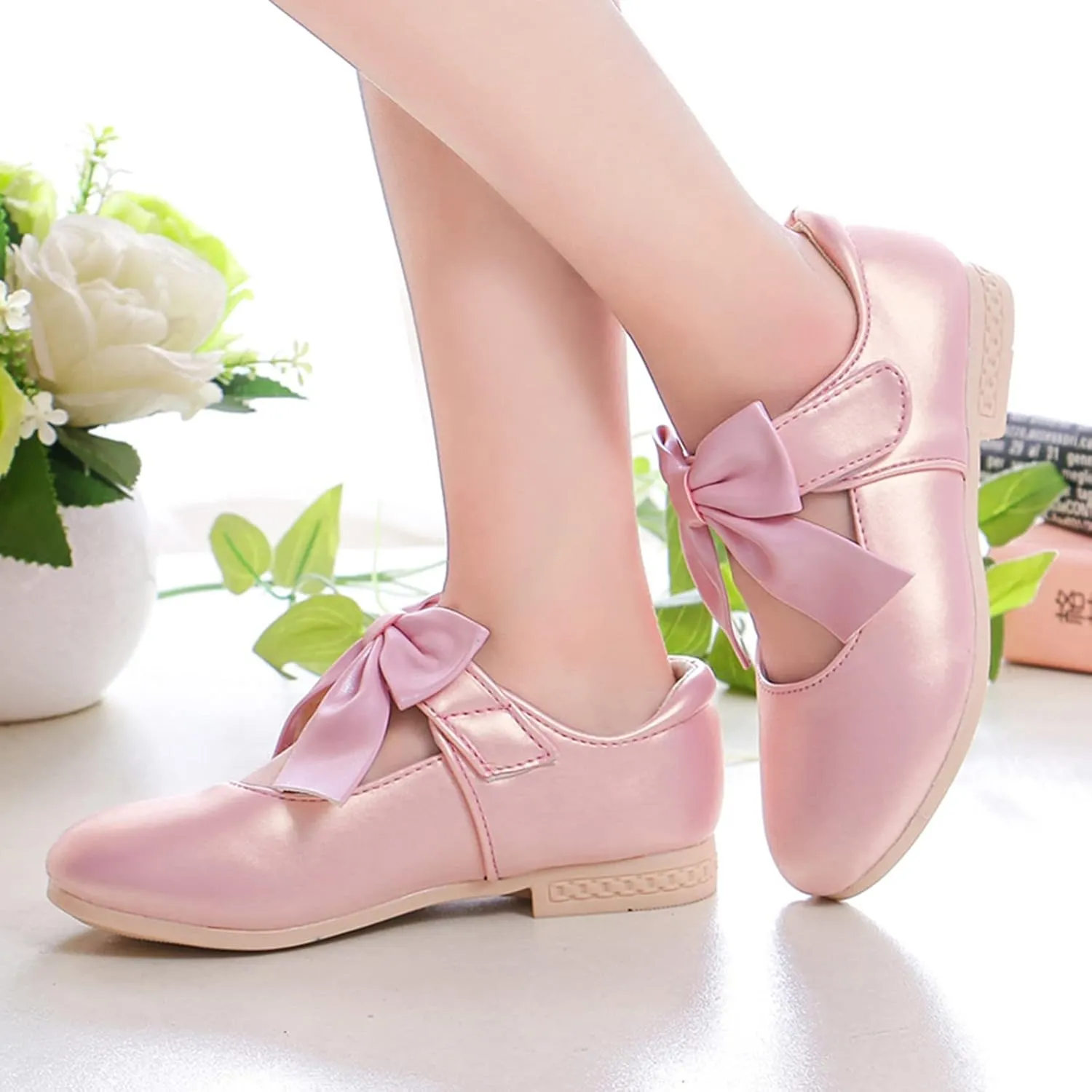 Girls Sandals Children Shoes White Leather Shoes Bowknot Girls Shoes Single Shoes Performance Shoes Sandals Shoes