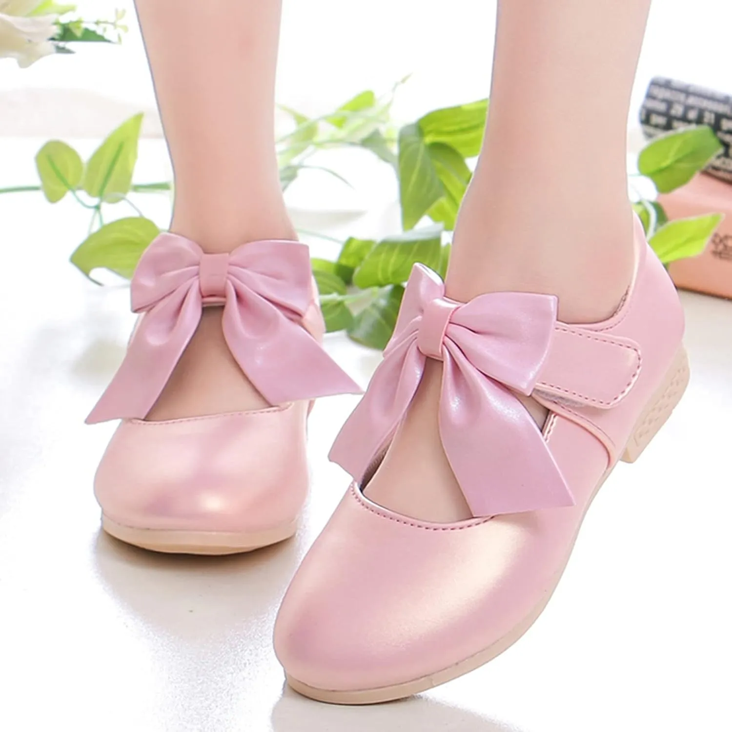 Girls Sandals Children Shoes White Leather Shoes Bowknot Girls Shoes Single Shoes Performance Shoes Sandals Shoes