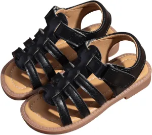 Girls Sandals Leather Open Toe Rubber Non Slip Adjusted Strap School Shoes Kids Soft Sole Beach Casual Sandals