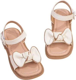 Girls Sandals Open Toe Dress Pump Ankle Strap Bow Wedding Party Shoes for Kids Cute Soft Sole Flats Summer School