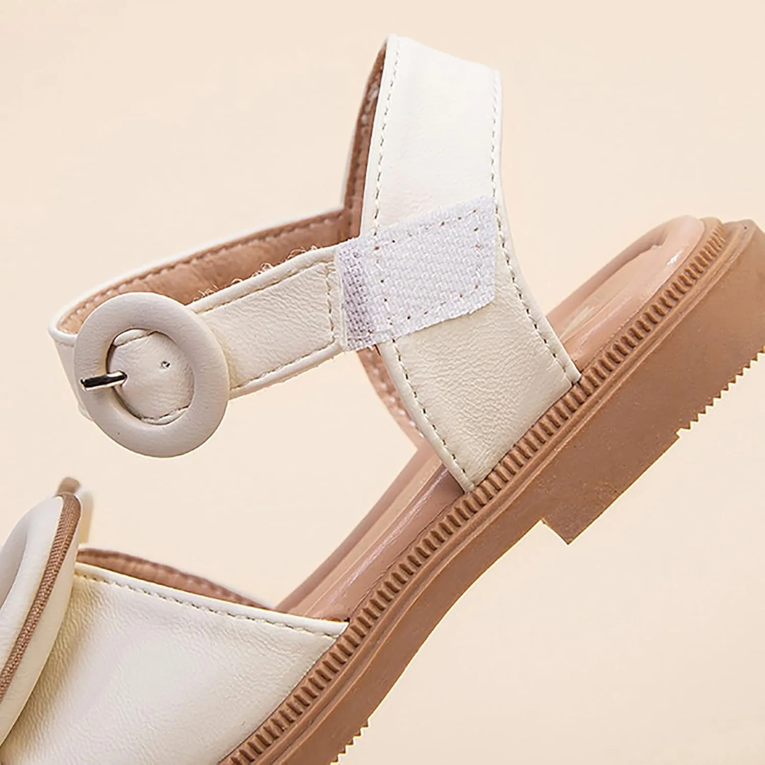 Girls Sandals Open Toe Dress Pump Ankle Strap Bow Wedding Party Shoes for Kids Cute Soft Sole Flats Summer School