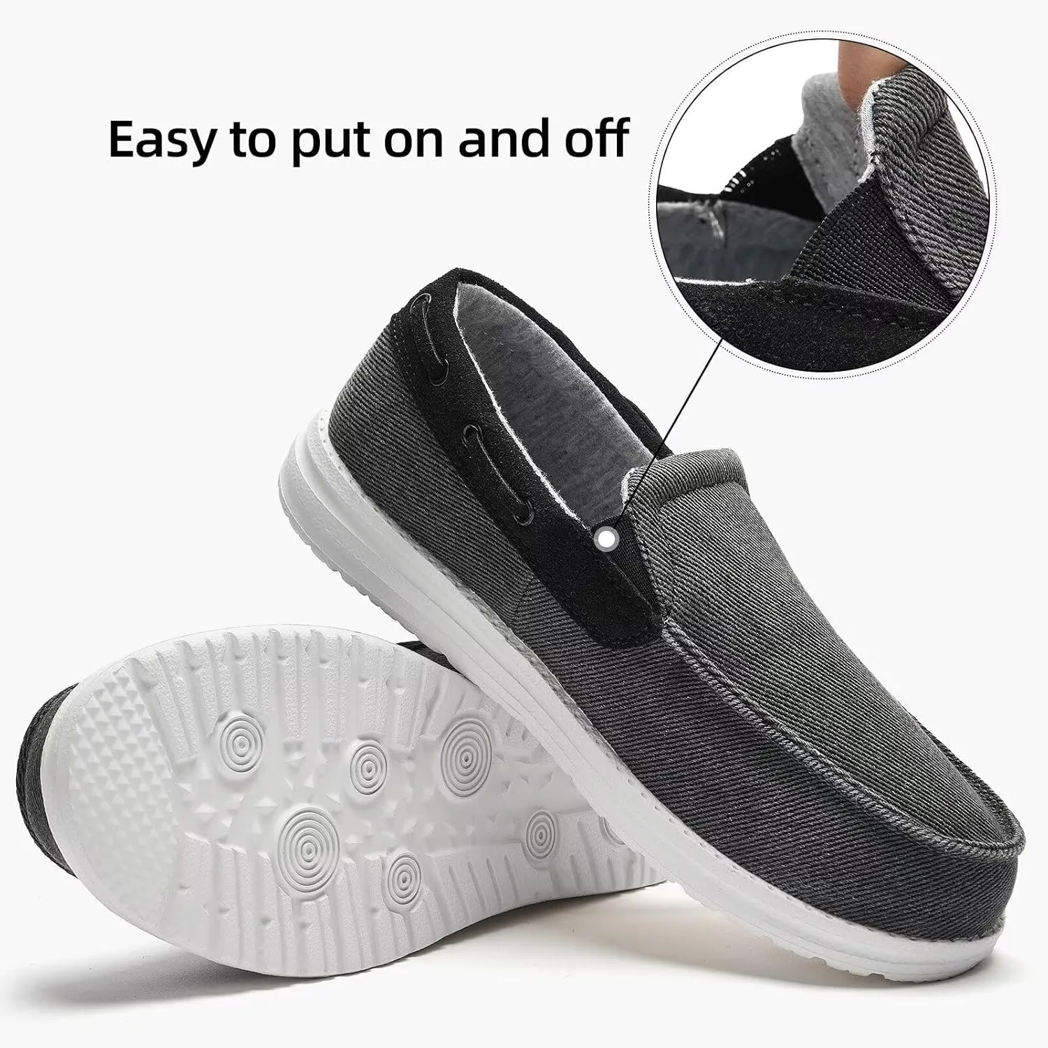 GQQ Mens Slip-on Loafers Casual Shoes - Mens Boat Shoes Comfortable Lightweight Canvas Walking Shoes