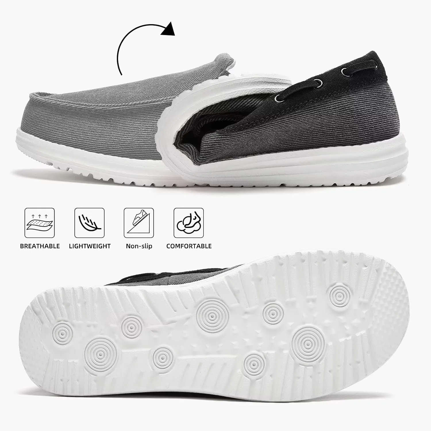 GQQ Mens Slip-on Loafers Casual Shoes - Mens Boat Shoes Comfortable Lightweight Canvas Walking Shoes