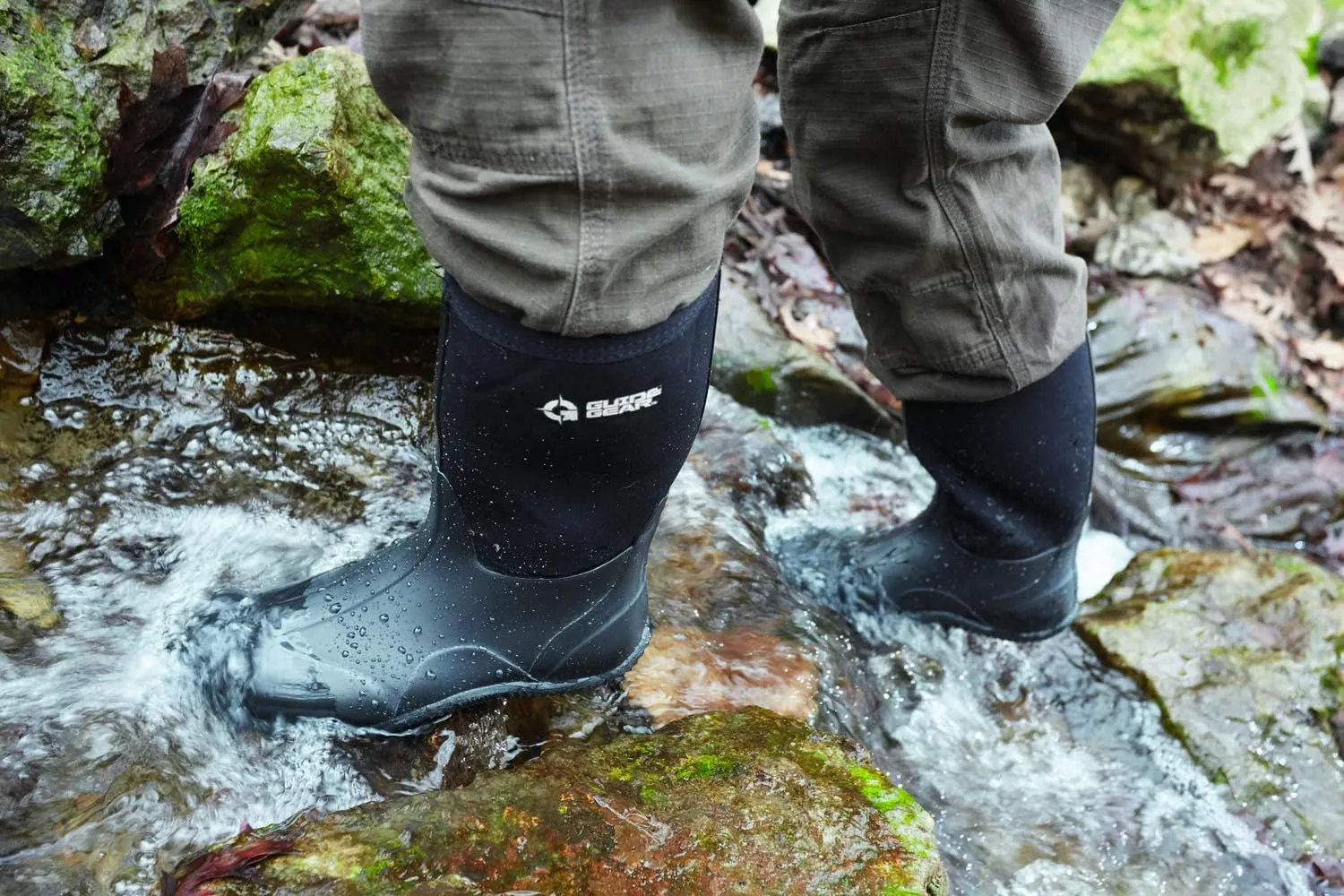 Guide Gear Men's Mid-High Bogger Waterproof Rubber Hunting Work Rain Boots 12, 5mm Neoprene Top