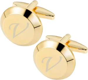 GWD Cufflinks for Men Stainless Steel Golden Initial Cuff Links Alphabet Letter A-Z Groom Father Gift