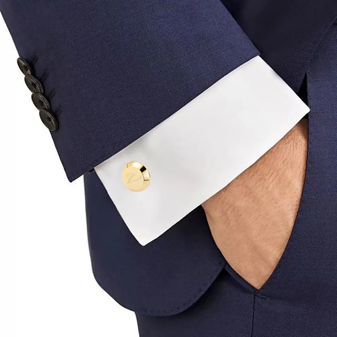 GWD Cufflinks for Men Stainless Steel Golden Initial Cuff Links Alphabet Letter A-Z Groom Father Gift