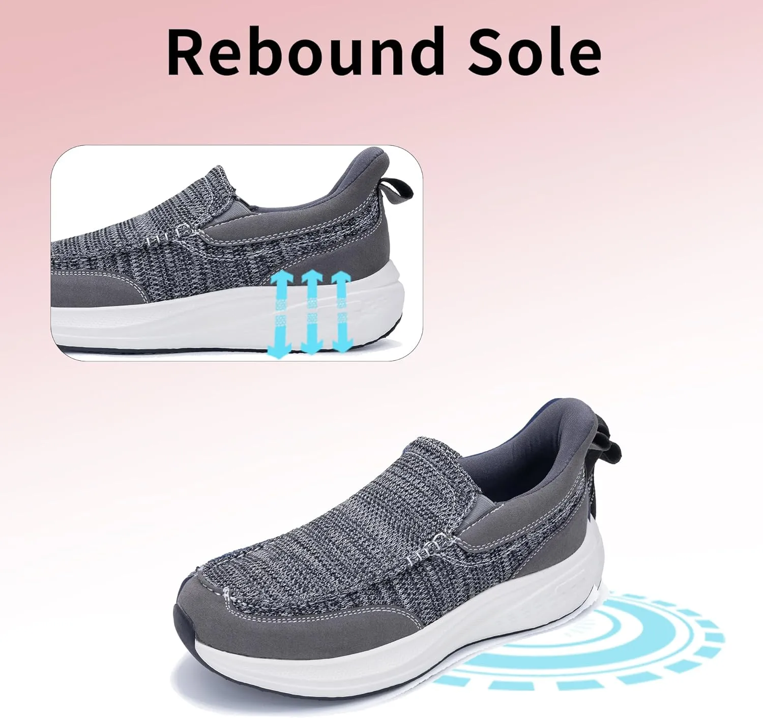 Gyeice Men's Slip on Loafers Walking Shoes with Arch Support | Casual Walking Sneakers | Comfortable Cushioning Shoes for Plantar Fasciitis US 7-13