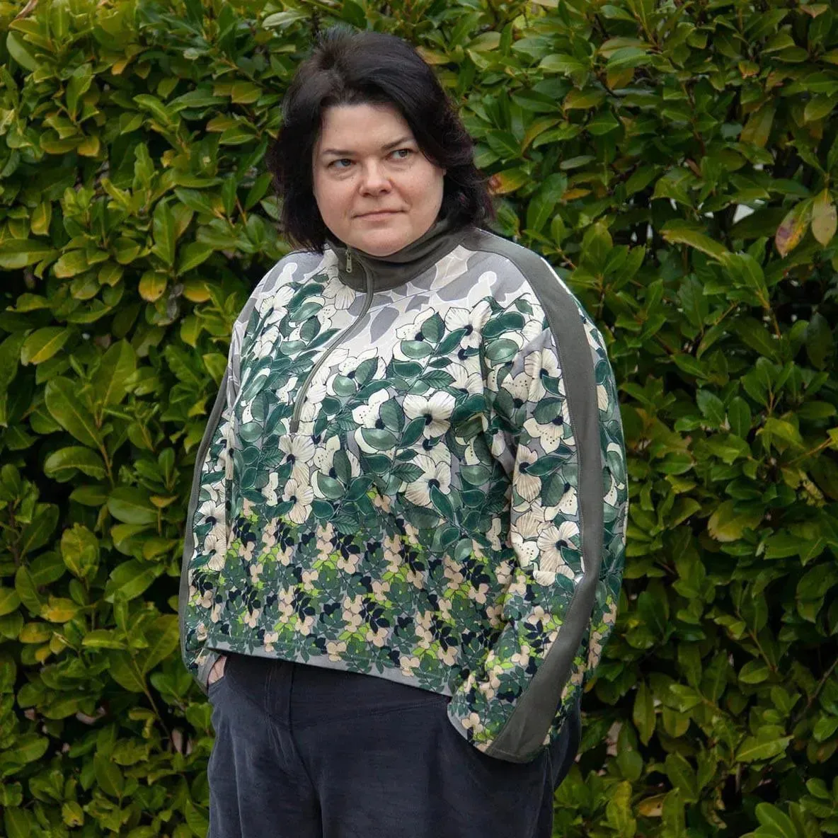 Half Zipper Sweater-Printed pattern