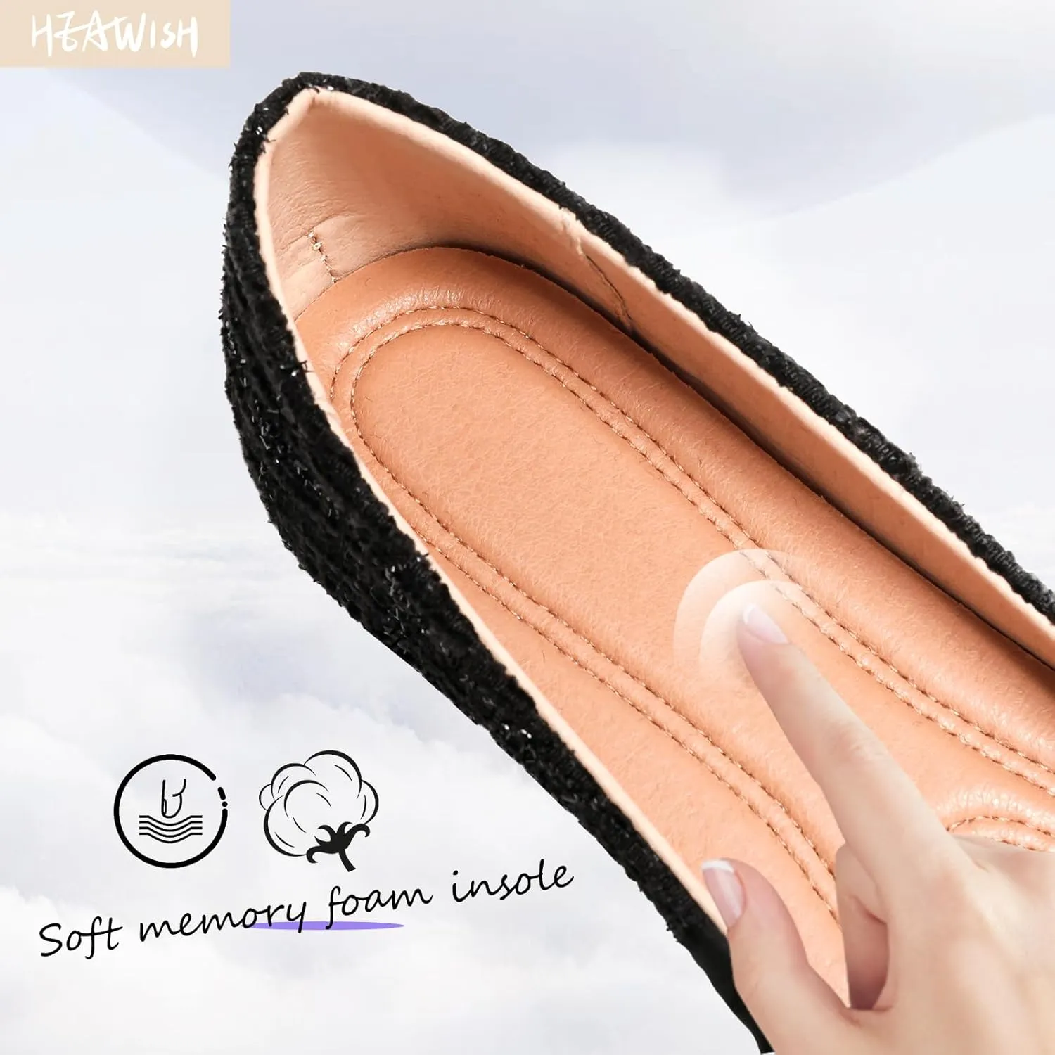 HEAWISH Womens Round Toe Flats Shoes Ballet Flats Dressy Comfortable White Green Flats for Women