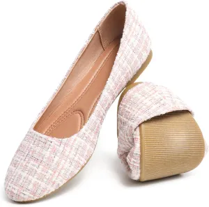 HEAWISH Womens Round Toe Flats Shoes Ballet Flats Dressy Comfortable White Green Flats for Women