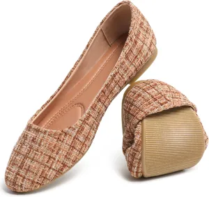 HEAWISH Womens Round Toe Flats Shoes Ballet Flats Dressy Comfortable White Green Flats for Women