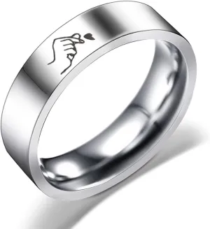 HUASAI Couple Ring for Women Men Silver Band Ring for Couples Classic Plain Love Ring for Boyfriend Girlfriend Distance Relationship Promise Ring