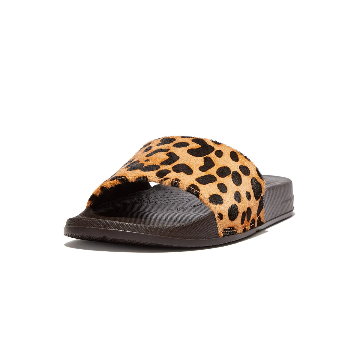 iQUSHION Leopard-Print Hair-On Leather Slides