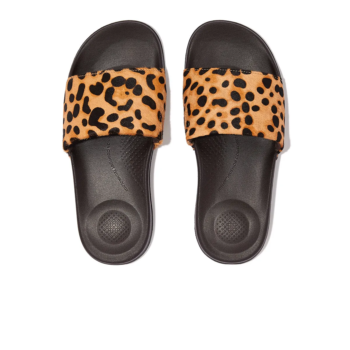 iQUSHION Leopard-Print Hair-On Leather Slides