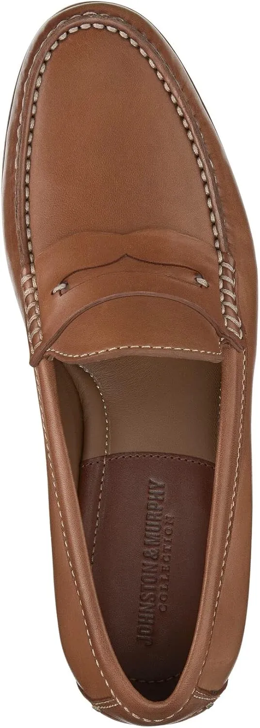 Johnston & Murphy Mens Baldwin Penny Shoes  Mens Dress Shoes, Leather Moccasin Shoes, Dress Shoes for Men, Durable Rubber Sole & Cushioned Footbed, Mens Penny Loafers