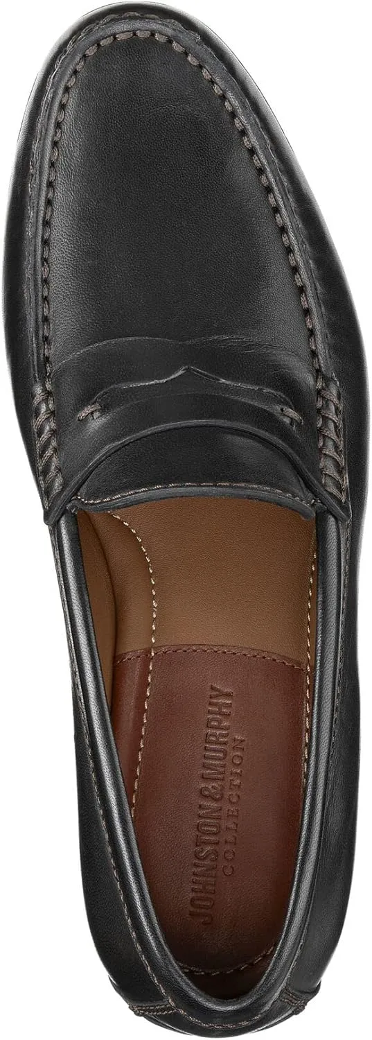 Johnston & Murphy Mens Baldwin Penny Shoes  Mens Dress Shoes, Leather Moccasin Shoes, Dress Shoes for Men, Durable Rubber Sole & Cushioned Footbed, Mens Penny Loafers