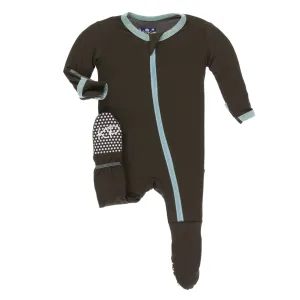 KicKee Pants - Solid Footie with Zipper - Bark With Shore