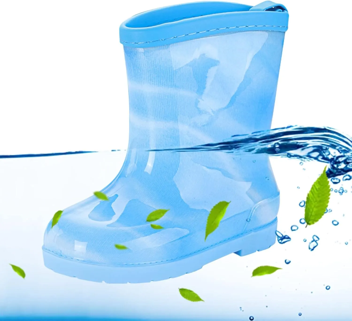 Kids Bow Rain Boots for Girls Boys Toddler Waterproof Rubber Cute Rainbow Rain Shoes with Easy On Baby Girl Shoes