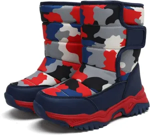 Kids Camouflage Plus Velvet Snow Boots Boys Girls Winter Warm Water Proof Boots Baby Thick Soles Non Slip Ski Shoes