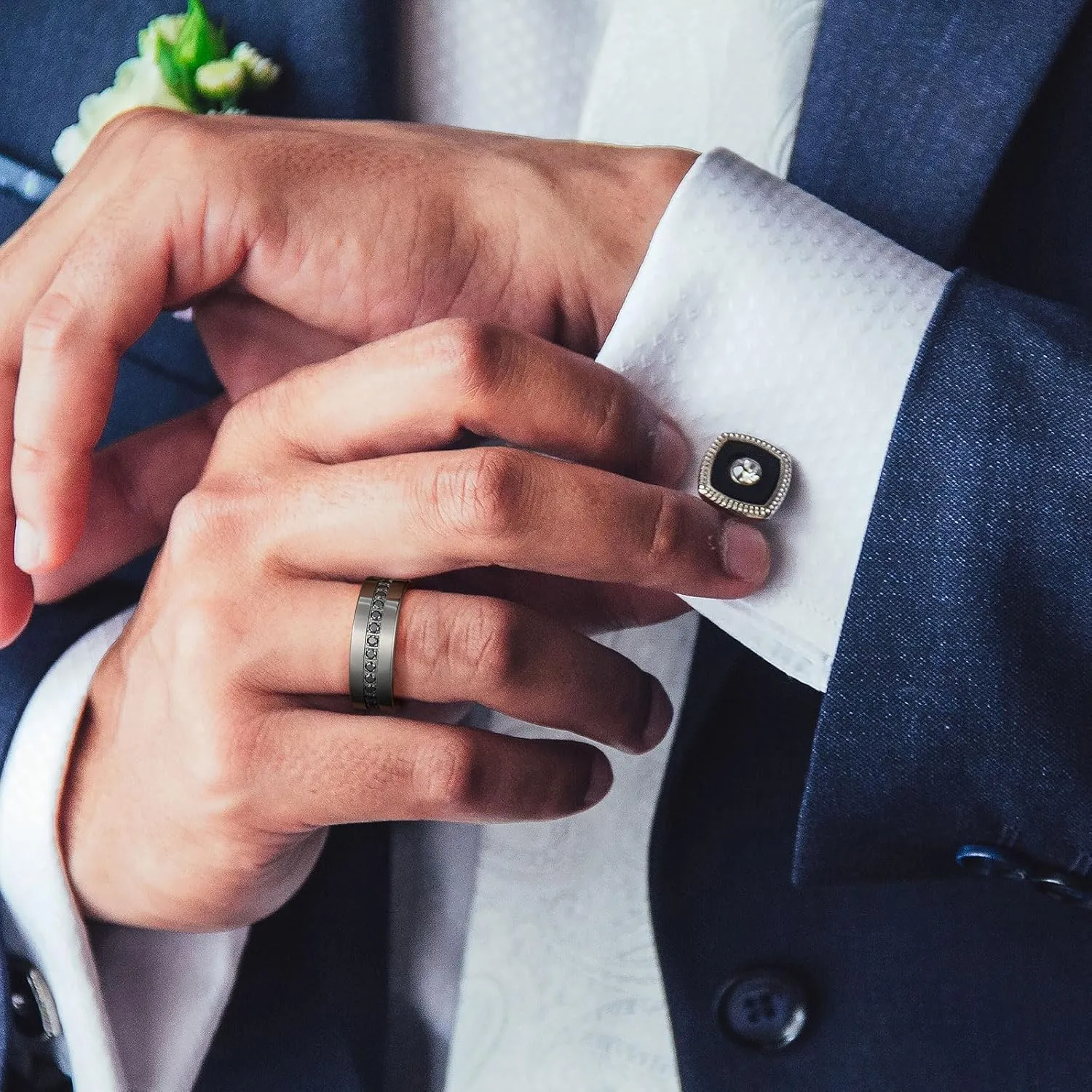 King Will Mens Tungsten Wedding Band with Cubic Zircon Inlay 7mm/8mm Flat Cut Comfort Fit Engagement Rings